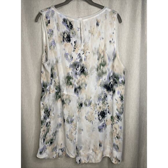 Simply Vera Vera Wang Women’s Ivory Sleeveless Blouse Size XL - Abstract Floral - Picture 2 of 7